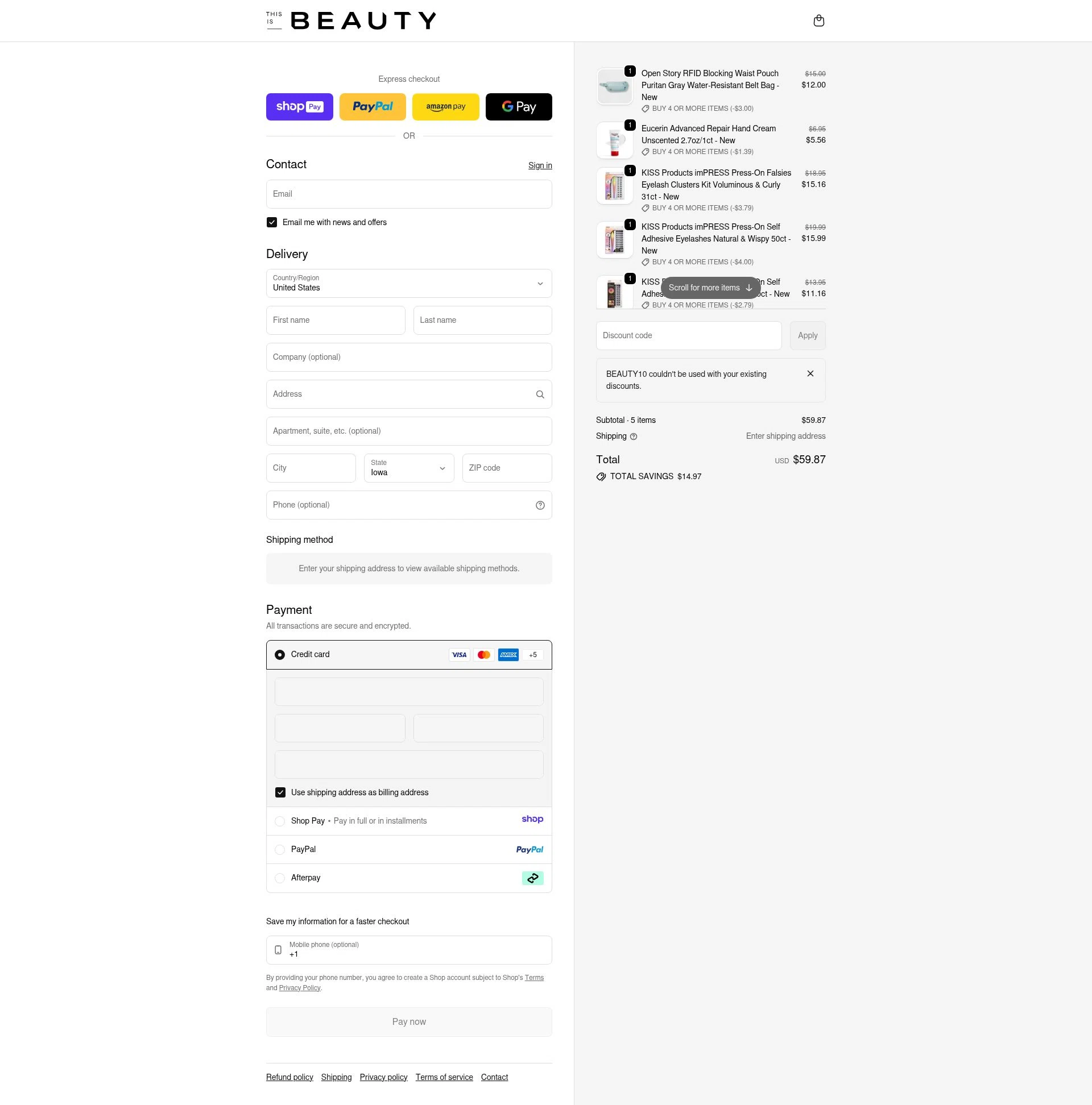 This is Beauty checkout page showing This is Beauty discount code box | Screenshot taken by SimplyCodes community member on Jan 11, 2026