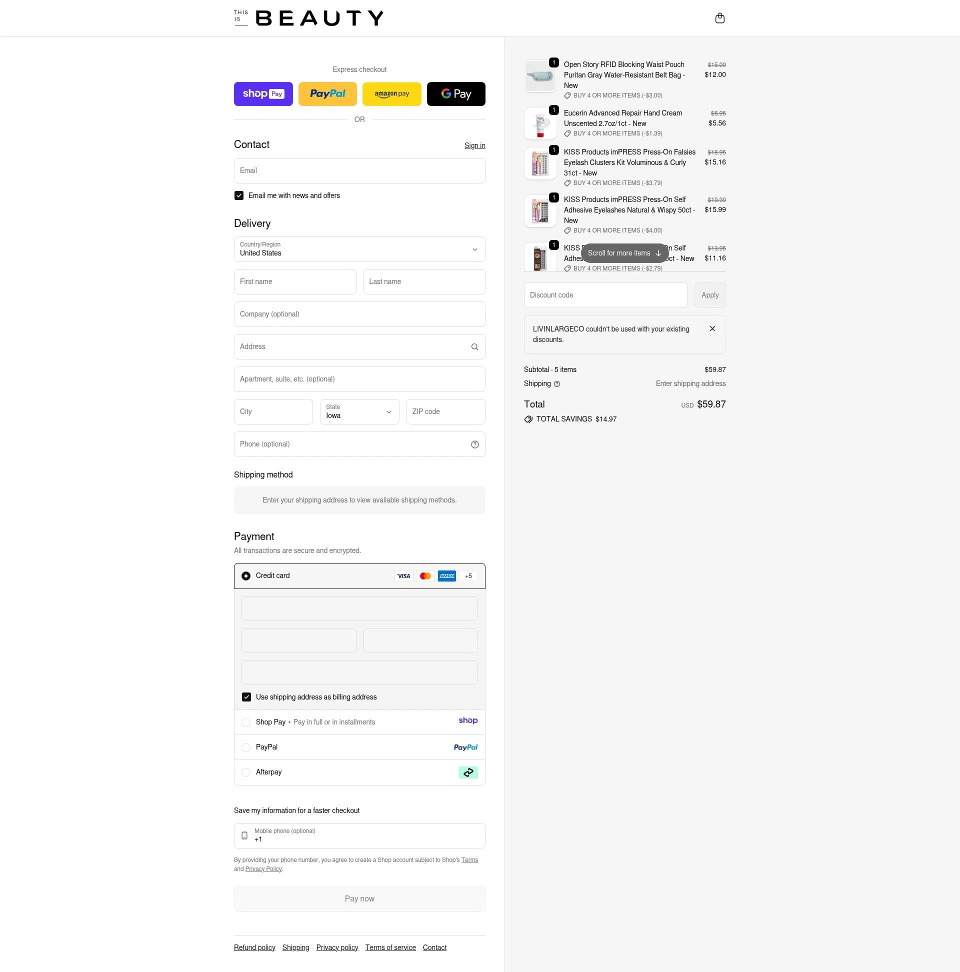 This is Beauty checkout page showing This is Beauty discount code box | Screenshot taken by SimplyCodes community member on Jan 11, 2026