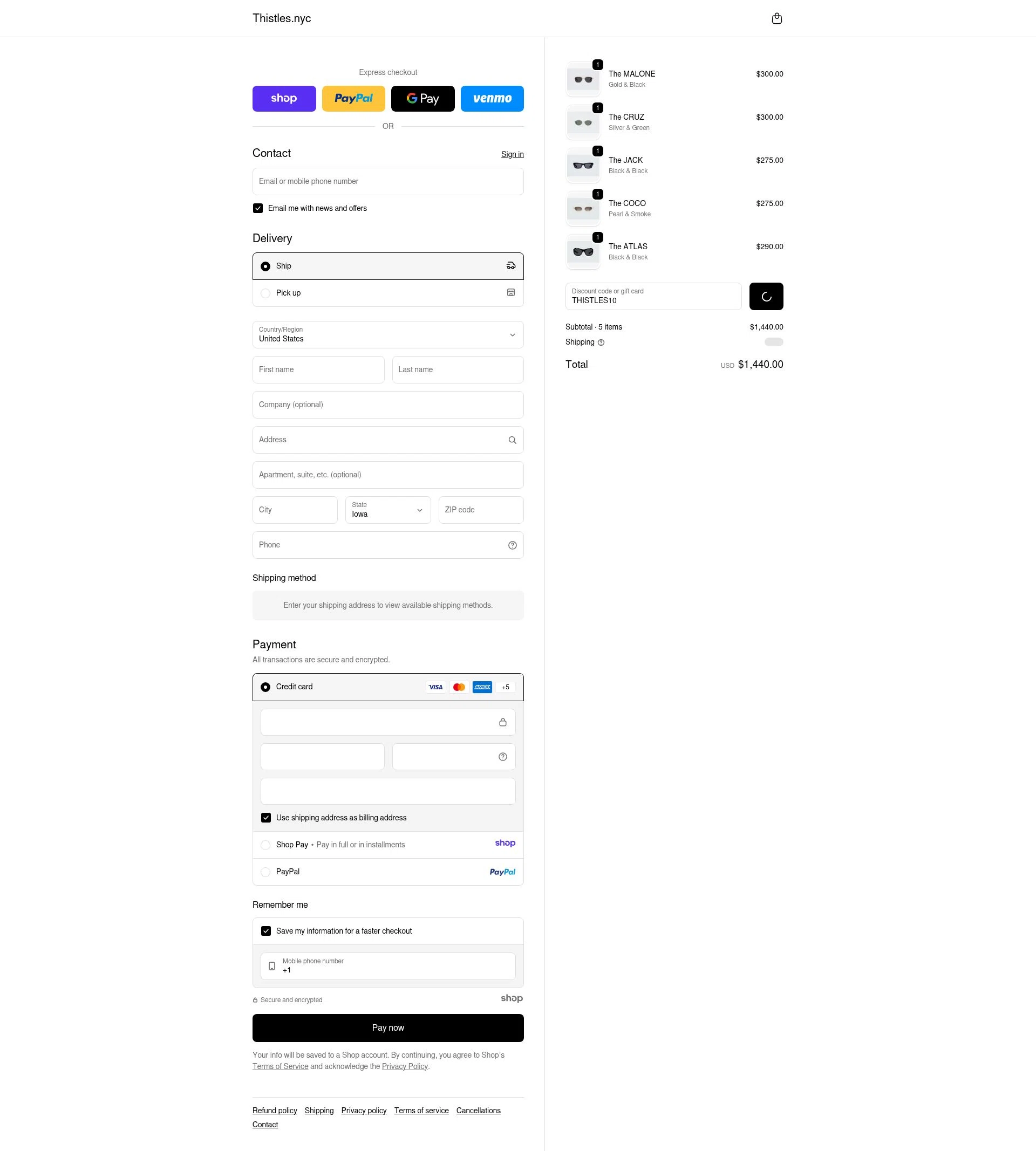 THISTLES checkout page showing THISTLES promo code box | Screenshot taken by SimplyCodes community member on Dec 31, 2025