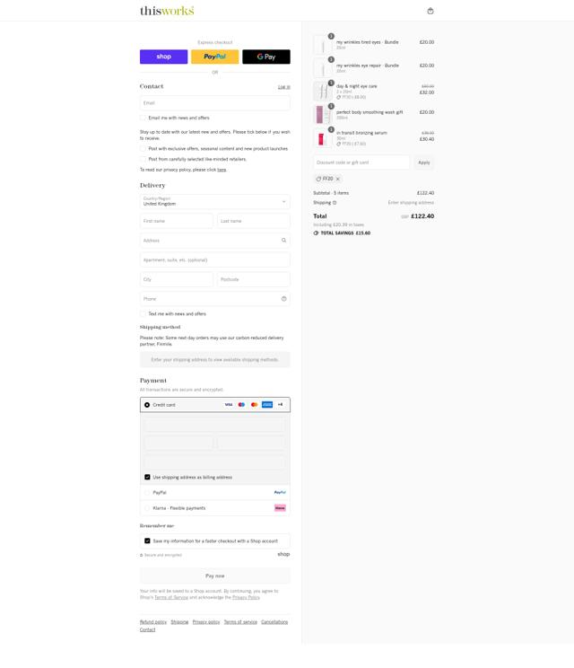 This Works checkout page showing This Works discount code box | Screenshot taken by SimplyCodes community member on Sep 8, 2025