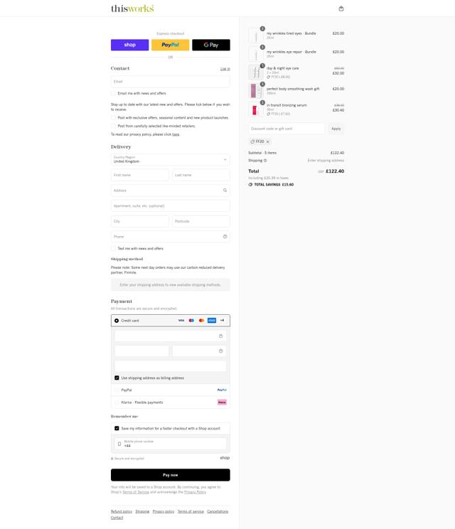 This Works checkout page showing This Works discount code box | Screenshot taken by SimplyCodes community member on Aug 30, 2025