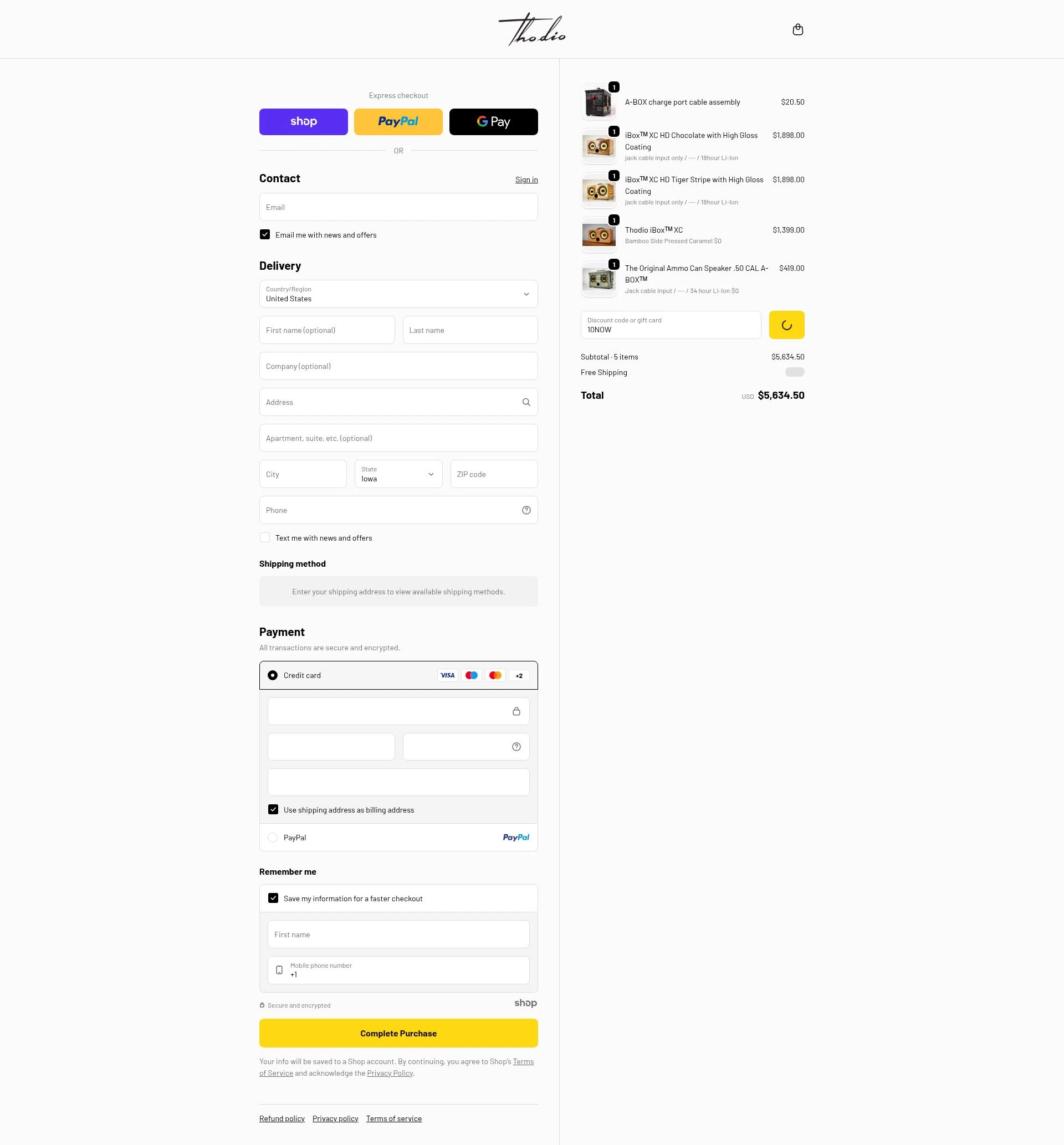 Thodio checkout page showing Thodio discount code box | Screenshot taken by SimplyCodes community member on Dec 27, 2025