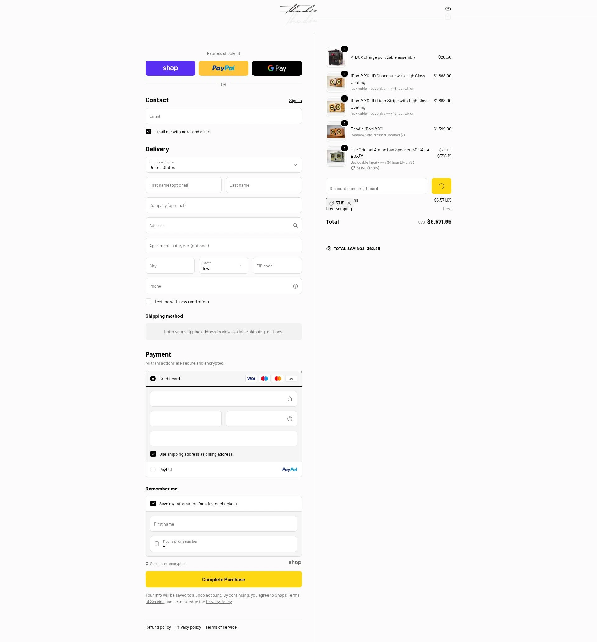 Thodio checkout page showing Thodio discount code box | Screenshot taken by SimplyCodes community member on Dec 27, 2025