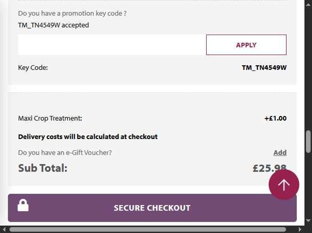 Thompson & Morgan checkout page showing Thompson & Morgan promo code box | Screenshot taken by SimplyCodes community member on Aug 27, 2025
