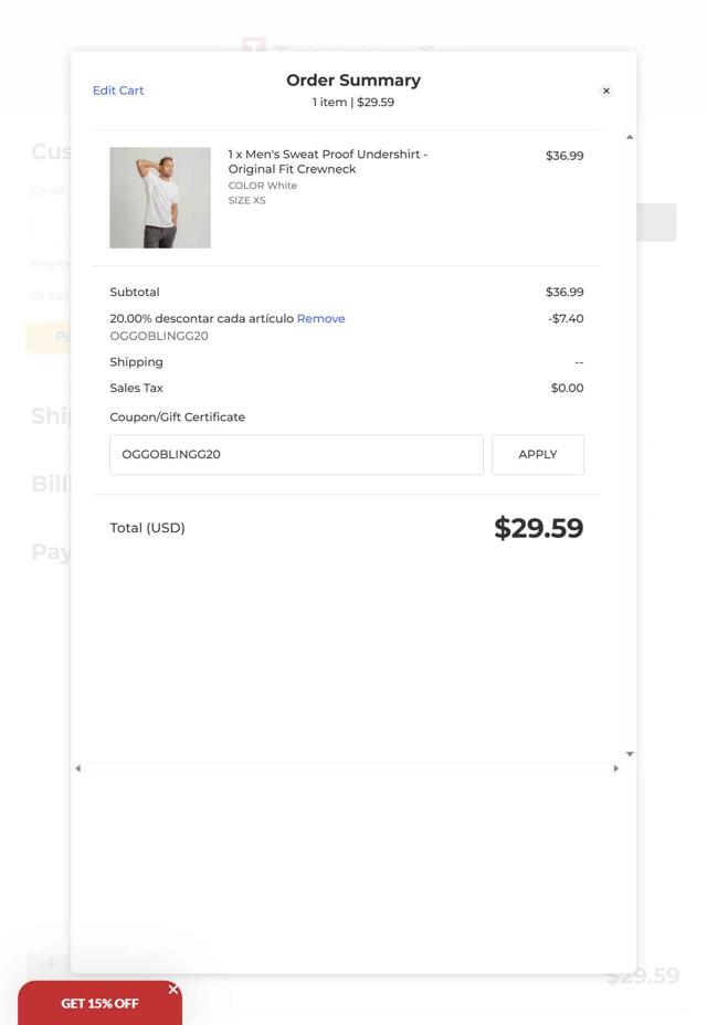 Thompson Tee checkout page showing Thompson Tee coupon code box | Screenshot taken by SimplyCodes community member on Aug 31, 2025