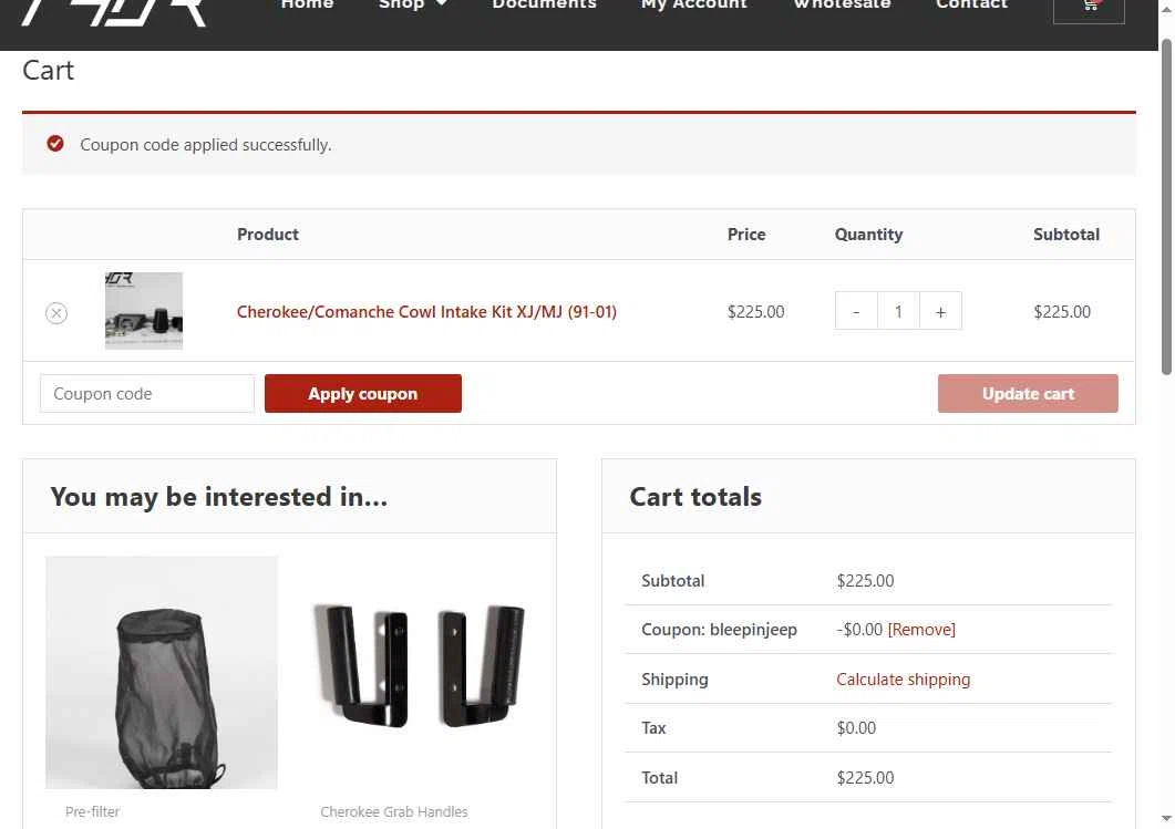 Trail Head Off Road checkout page showing Trail Head Off Road promo code box | Screenshot taken by SimplyCodes community member on Feb 1, 2026