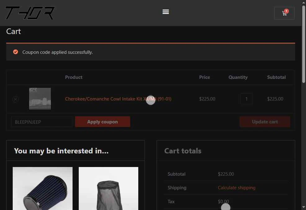 Trail Head Off Road checkout page showing Trail Head Off Road promo code box | Screenshot taken by SimplyCodes community member on Jul 16, 2025