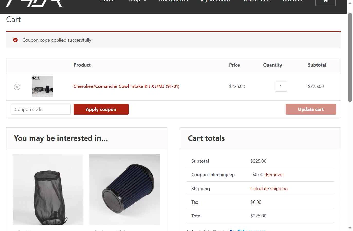 Trail Head Off Road checkout page showing Trail Head Off Road promo code box | Screenshot taken by SimplyCodes community member on Jul 16, 2025