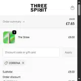 Three Spirit UK coupon verification screenshot