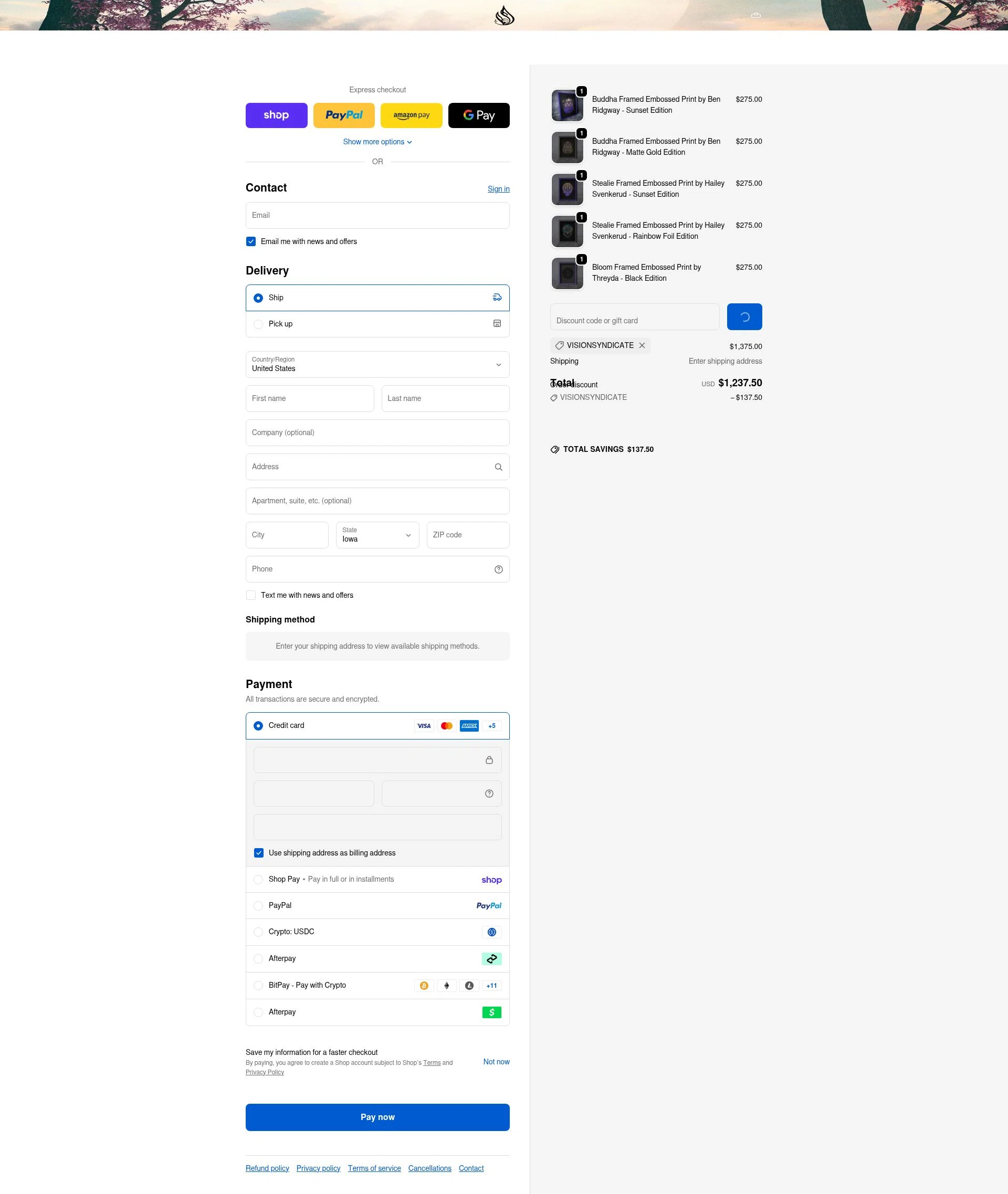 Threyda checkout page showing Threyda discount code box | Screenshot taken by SimplyCodes community member on Feb 19, 2026