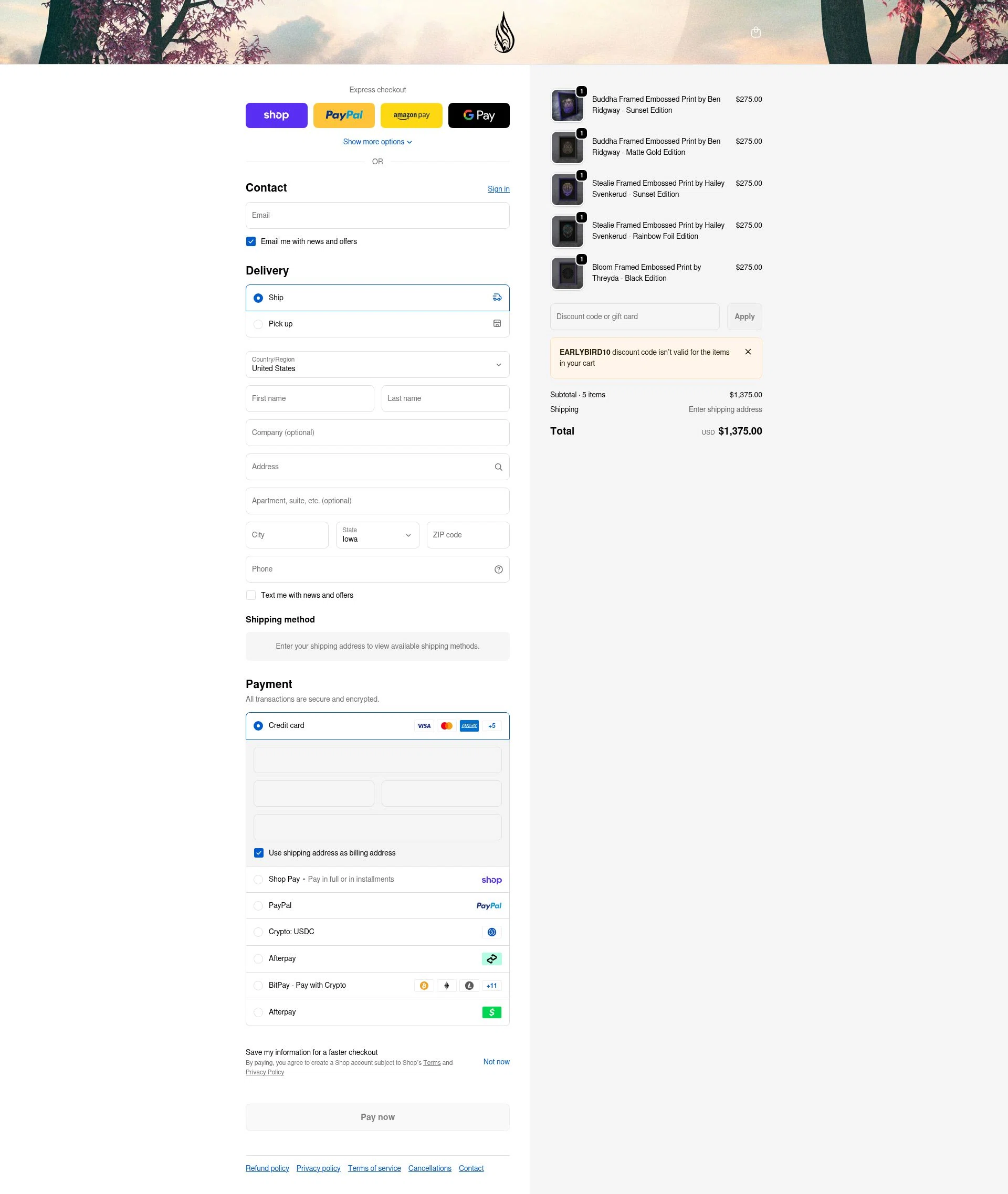 Threyda checkout page showing Threyda discount code box | Screenshot taken by SimplyCodes community member on Feb 15, 2026