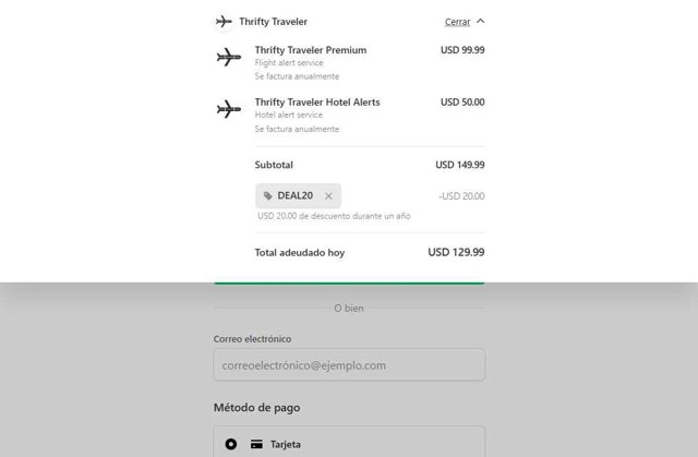 Thrifty Traveler checkout page showing Thrifty Traveler promo code box | Screenshot taken by SimplyCodes community member on Aug 17, 2025