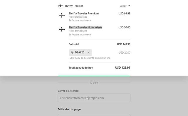 Thrifty Traveler checkout page showing Thrifty Traveler promo code box | Screenshot taken by SimplyCodes community member on Jul 19, 2025