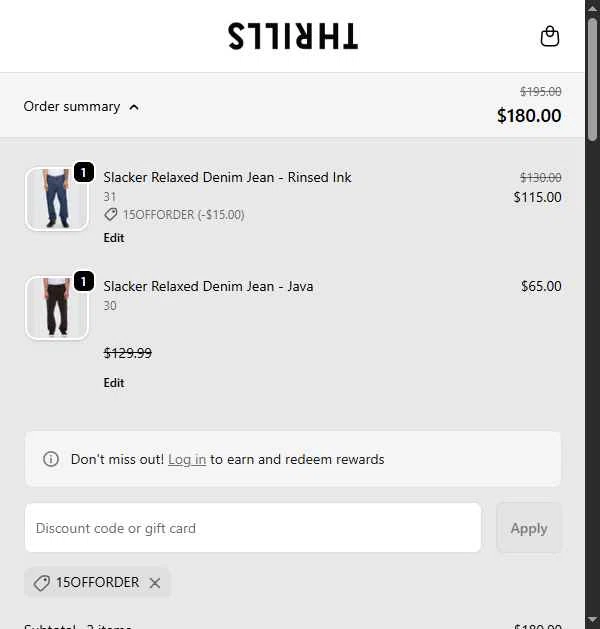 Thrills checkout page showing Thrills promo code box | Screenshot taken by SimplyCodes community member on Feb 12, 2026