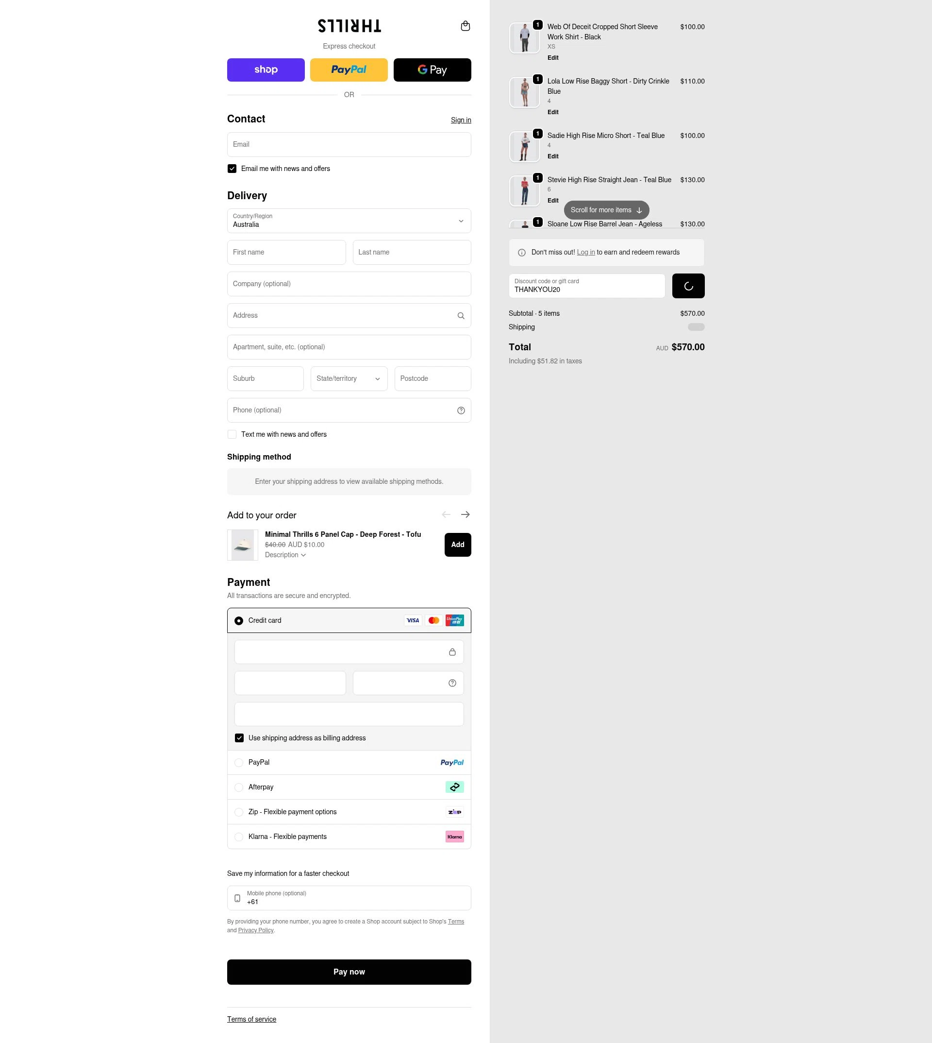 Thrills checkout page showing Thrills promo code box | Screenshot taken by SimplyCodes community member on Feb 17, 2026