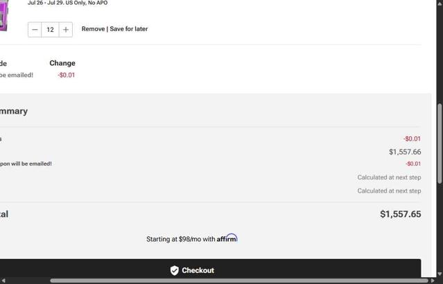 throtl checkout page showing throtl discount code box | Screenshot taken by SimplyCodes community member on Jul 23, 2025