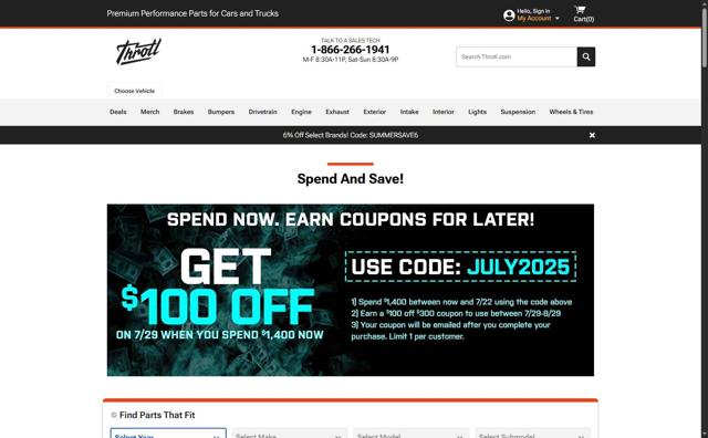 throtl checkout page showing throtl discount code box | Screenshot taken by SimplyCodes community member on Jul 23, 2025