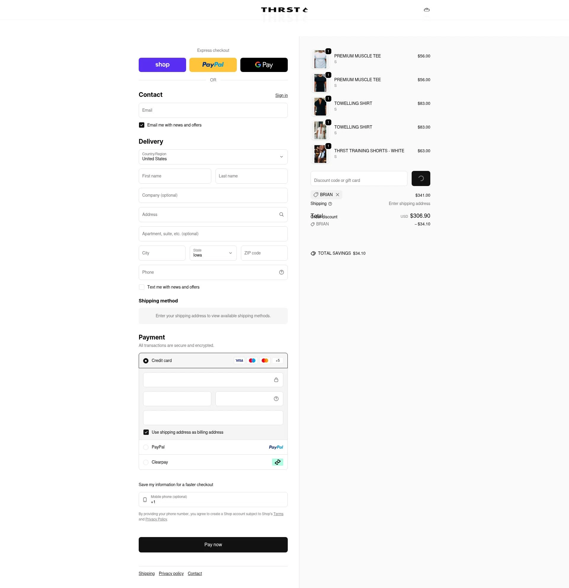 THRST checkout page showing THRST discount code box | Screenshot taken by SimplyCodes community member on Feb 9, 2026