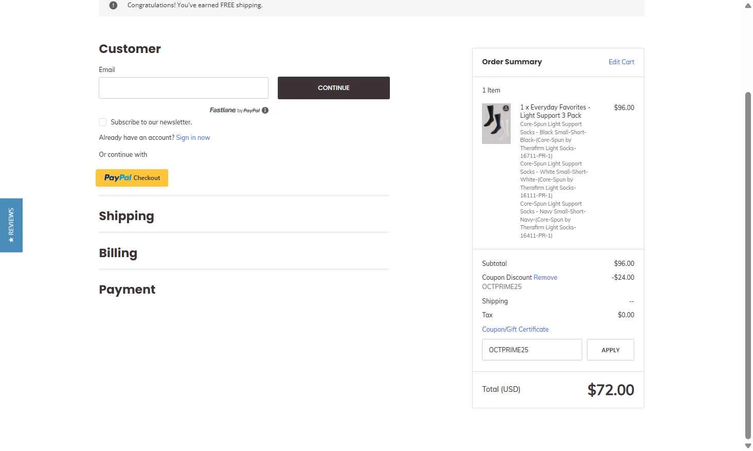Thuasne checkout page showing Thuasne promo code box | Screenshot taken by SimplyCodes community member on Oct 8, 2025