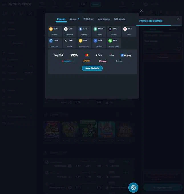 Thunderpick checkout page showing Thunderpick promo code box | Screenshot taken by SimplyCodes community member on Jan 29, 2026