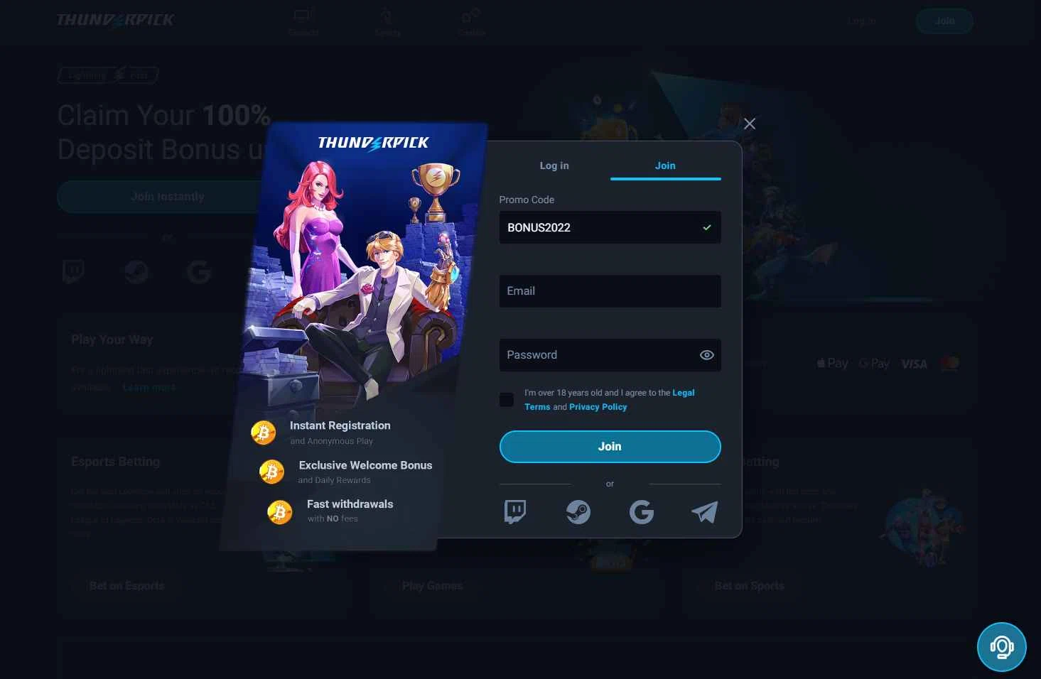 Thunderpick checkout page showing Thunderpick promo code box | Screenshot taken by SimplyCodes community member on Jan 10, 2026