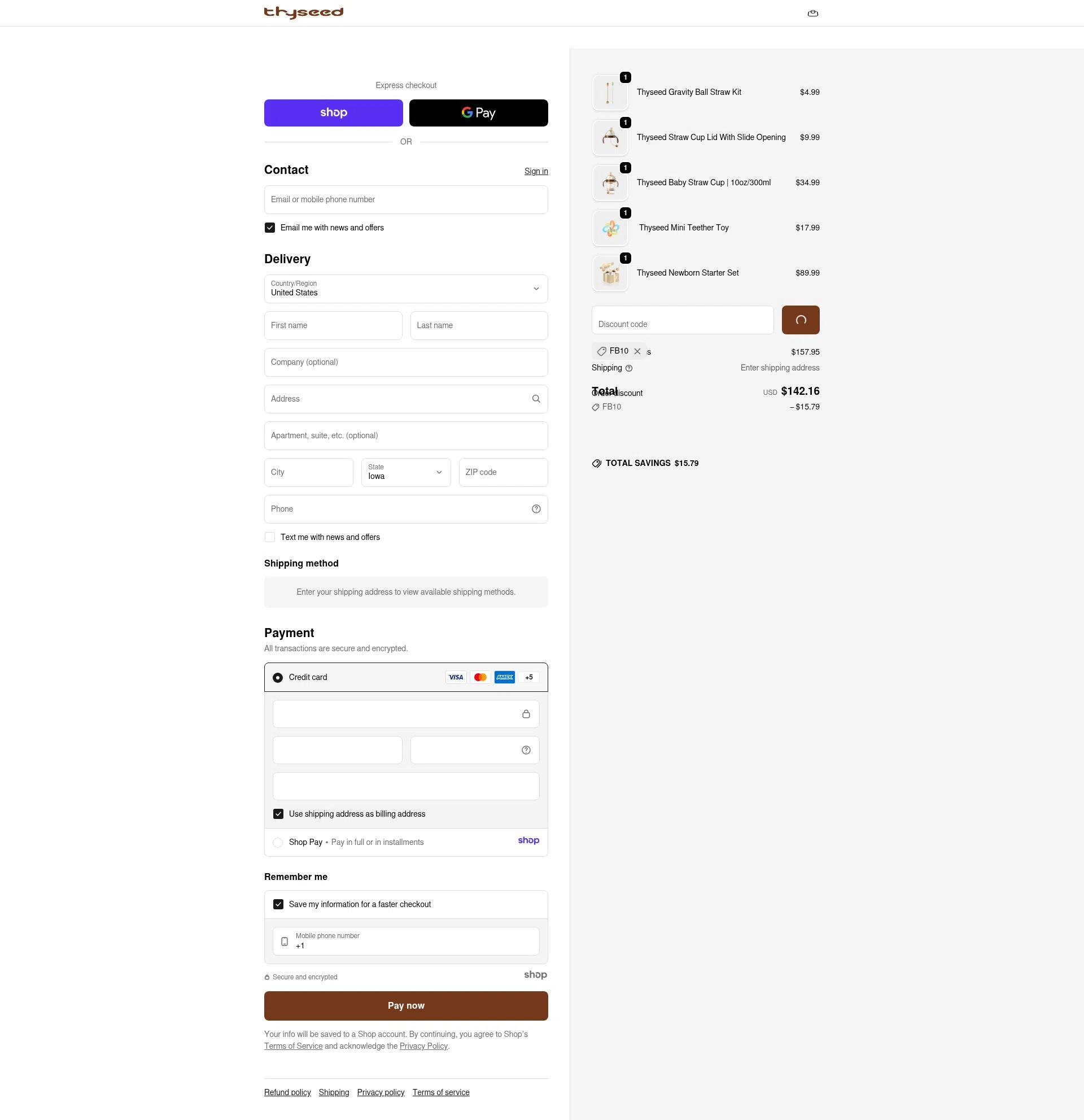Thyseed checkout page showing Thyseed promo code box | Screenshot taken by SimplyCodes community member on Dec 31, 2025