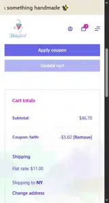 faith coupon verification screenshot