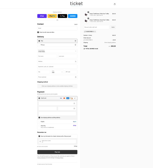 Ticket Chocolate checkout page showing Ticket Chocolate discount code box | Screenshot taken by SimplyCodes community member on Sep 4, 2025