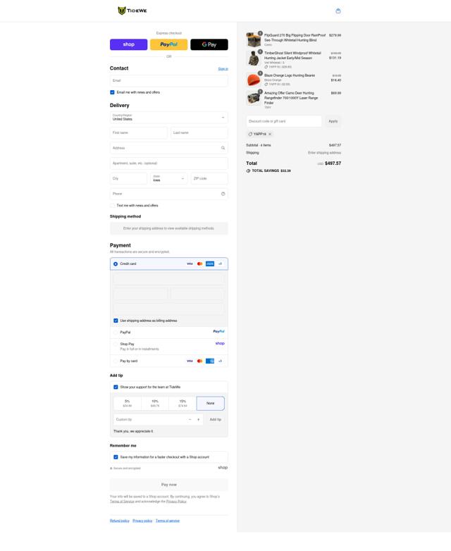 Tidewe checkout page showing Tidewe discount code box | Screenshot taken by SimplyCodes community member on Sep 9, 2025