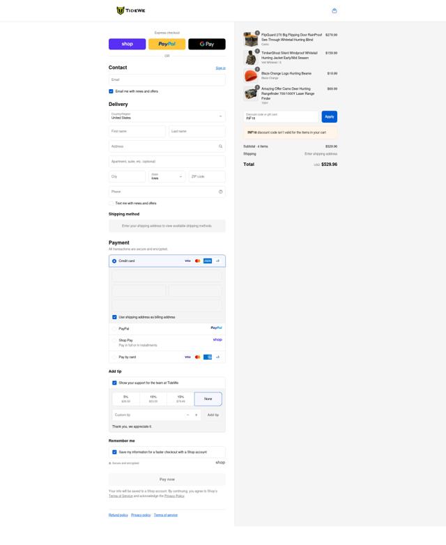 Tidewe checkout page showing Tidewe discount code box | Screenshot taken by SimplyCodes community member on Sep 9, 2025