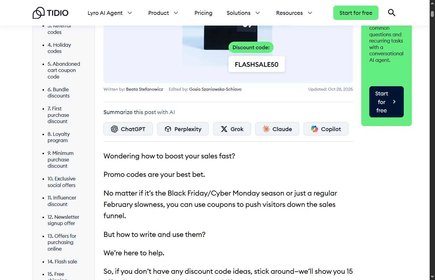 Tidio checkout page showing Tidio discount code box | Screenshot taken by SimplyCodes community member on Jan 6, 2026