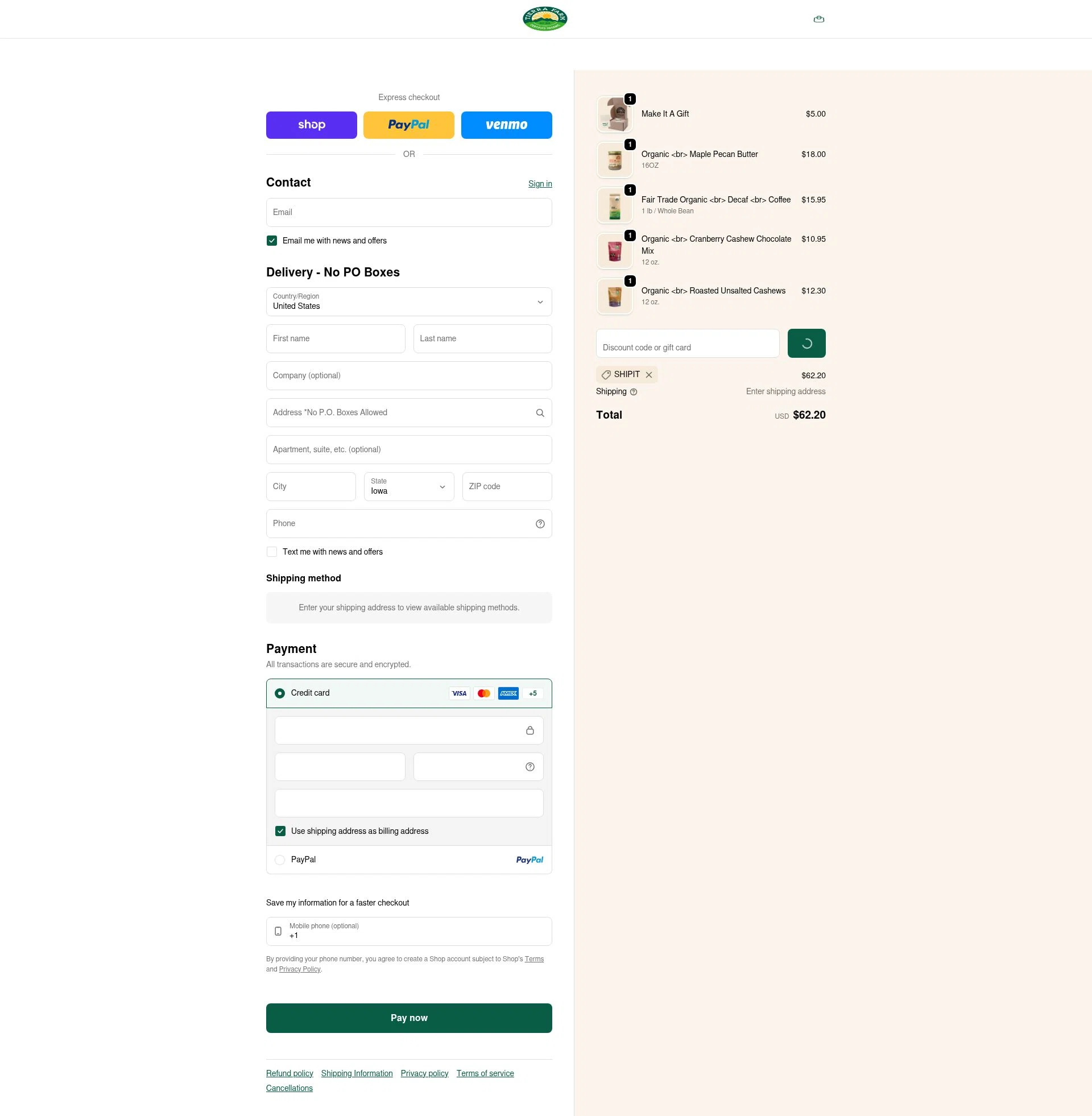 Tierra Farm checkout page showing Tierra Farm discount code box | Screenshot taken by SimplyCodes community member on Feb 3, 2026