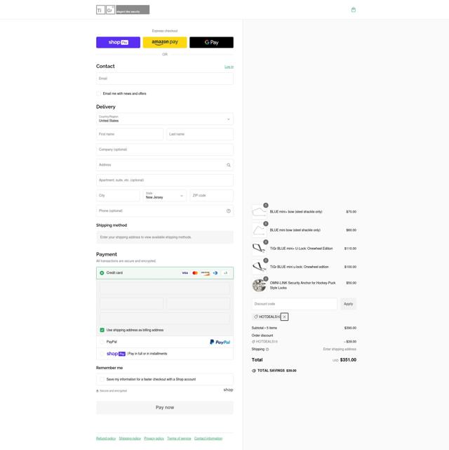 TiGr Lock checkout page showing TiGr Lock discount code box | Screenshot taken by SimplyCodes community member on Jan 23, 2025