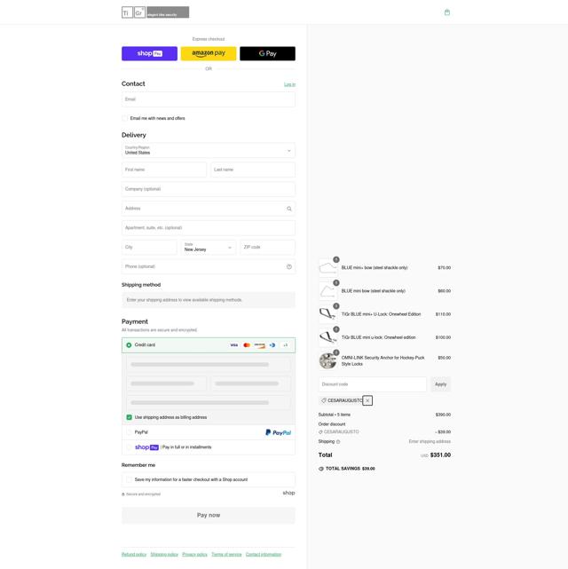 TiGr Lock checkout page showing TiGr Lock discount code box | Screenshot taken by SimplyCodes community member on Jan 23, 2025