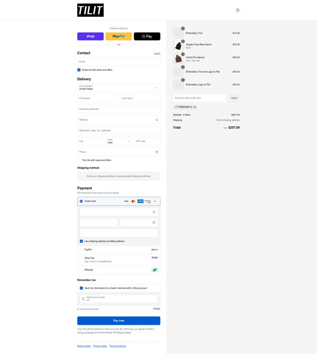 Tilit checkout page showing Tilit discount code box | Screenshot taken by SimplyCodes community member on Sep 5, 2025