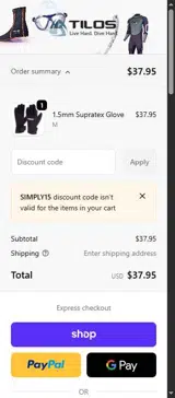 SIMPLY15 coupon verification screenshot