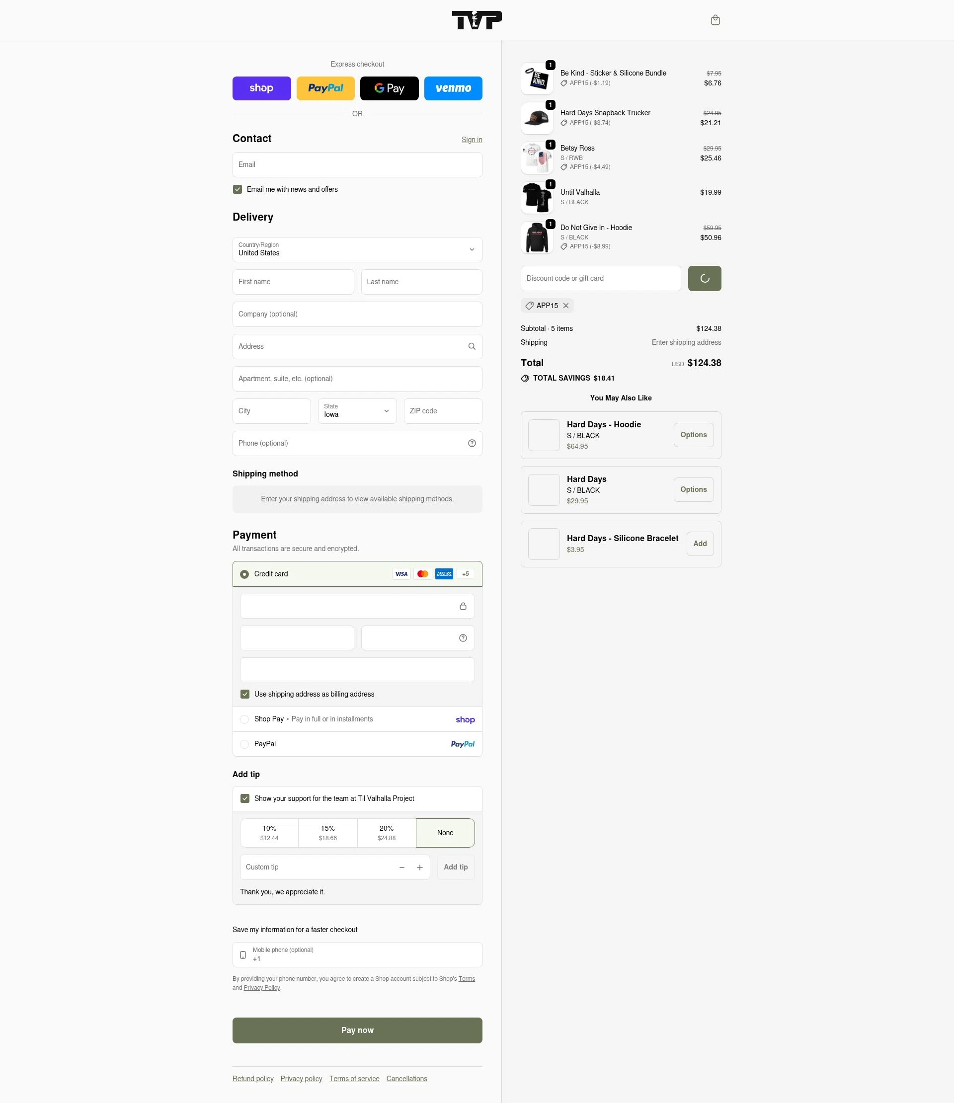 Til Valhalla Project checkout page showing Til Valhalla Project discount code box | Screenshot taken by SimplyCodes community member on Feb 16, 2026