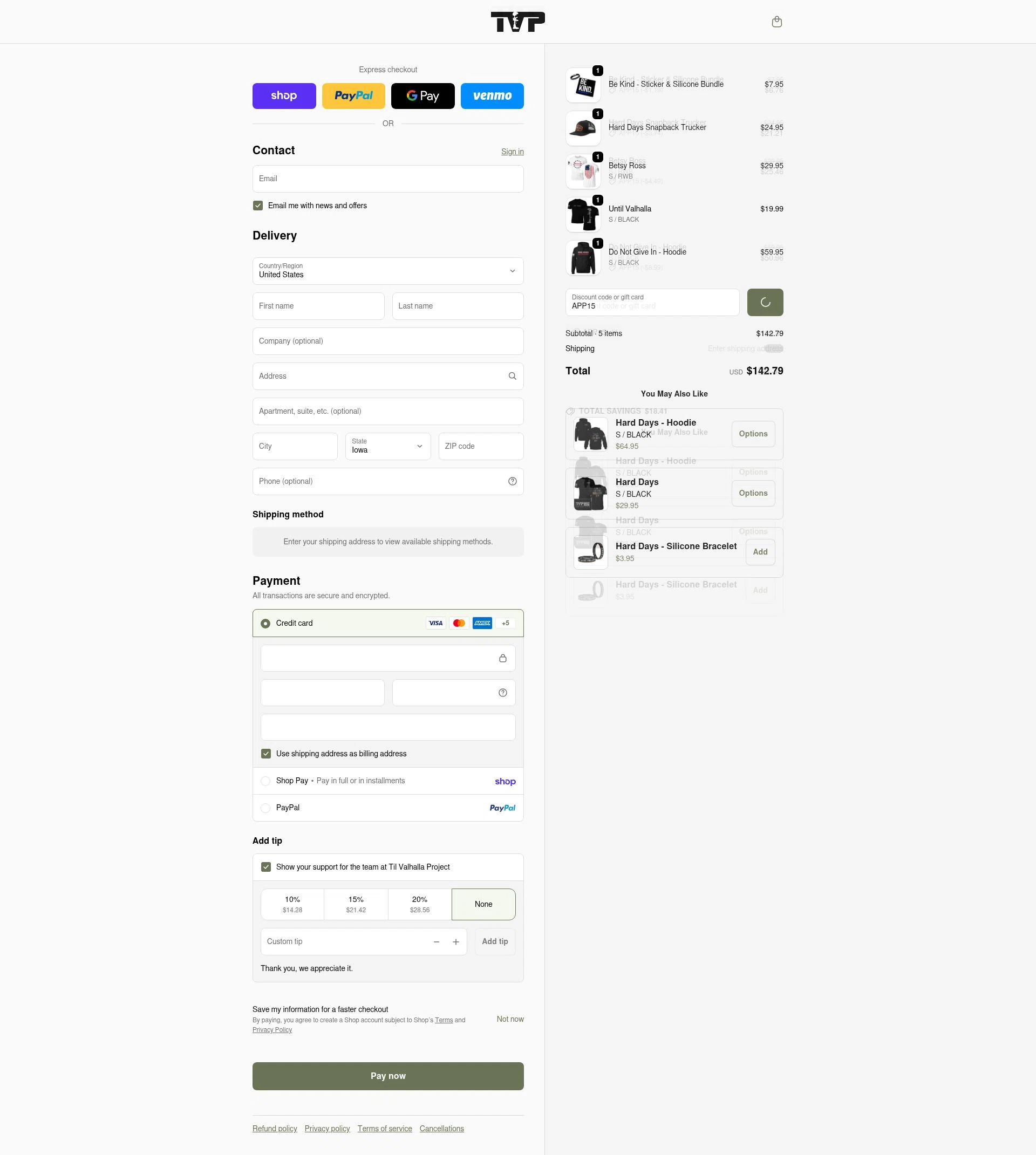 Til Valhalla Project checkout page showing Til Valhalla Project discount code box | Screenshot taken by SimplyCodes community member on Feb 16, 2026