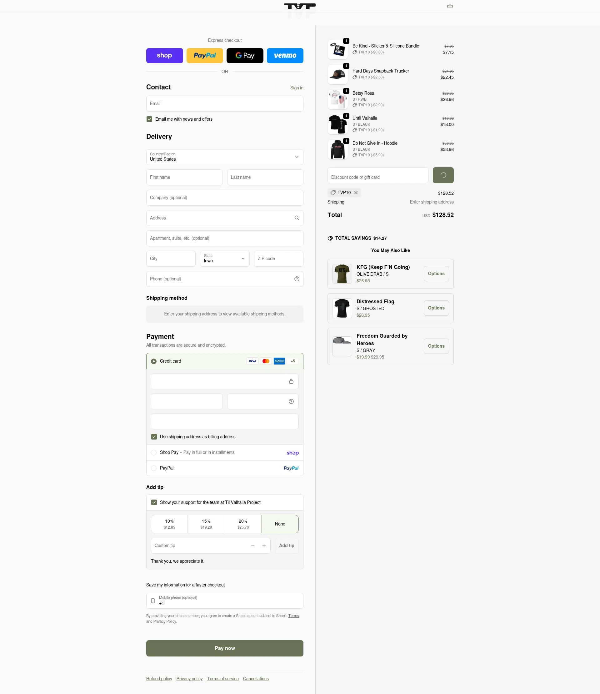 Til Valhalla Project checkout page showing Til Valhalla Project discount code box | Screenshot taken by SimplyCodes community member on Feb 12, 2026