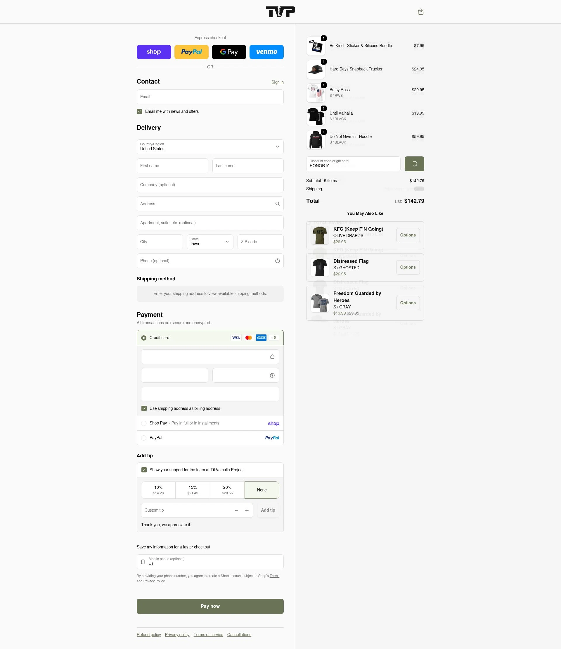 Til Valhalla Project checkout page showing Til Valhalla Project discount code box | Screenshot taken by SimplyCodes community member on Feb 12, 2026