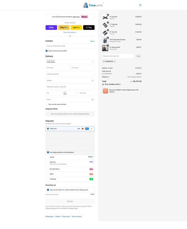 Timekettle checkout page showing Timekettle discount code box | Screenshot taken by SimplyCodes community member on Sep 12, 2025