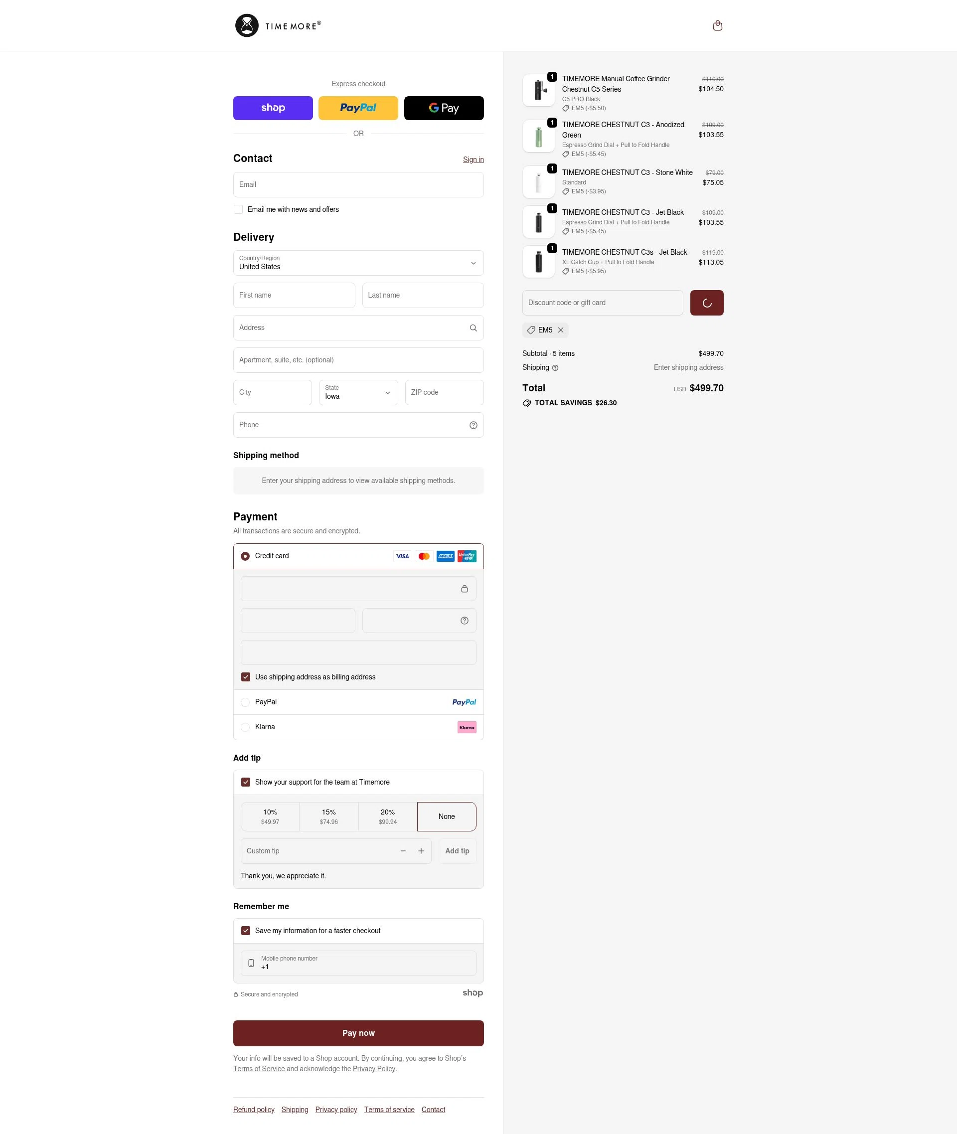 Time More checkout page showing Time More promo code box | Screenshot taken by SimplyCodes community member on Jan 26, 2026