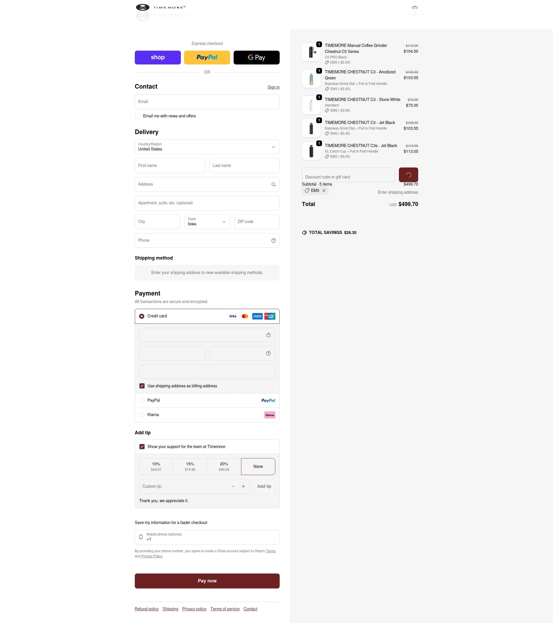 Time More checkout page showing Time More promo code box | Screenshot taken by SimplyCodes community member on Jan 31, 2026