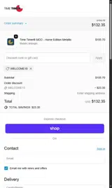 WELCOME15 coupon verification screenshot
