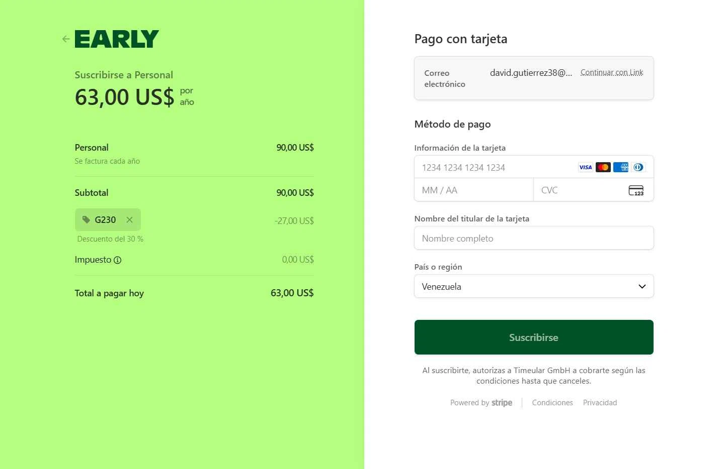 Timeular checkout page showing Timeular promo code box | Screenshot taken by SimplyCodes community member on Oct 7, 2025