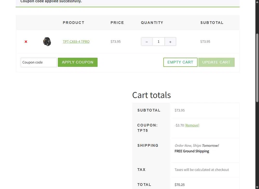 Timpano Audio checkout page showing Timpano Audio coupon code box | Screenshot taken by SimplyCodes community member on Sep 25, 2025