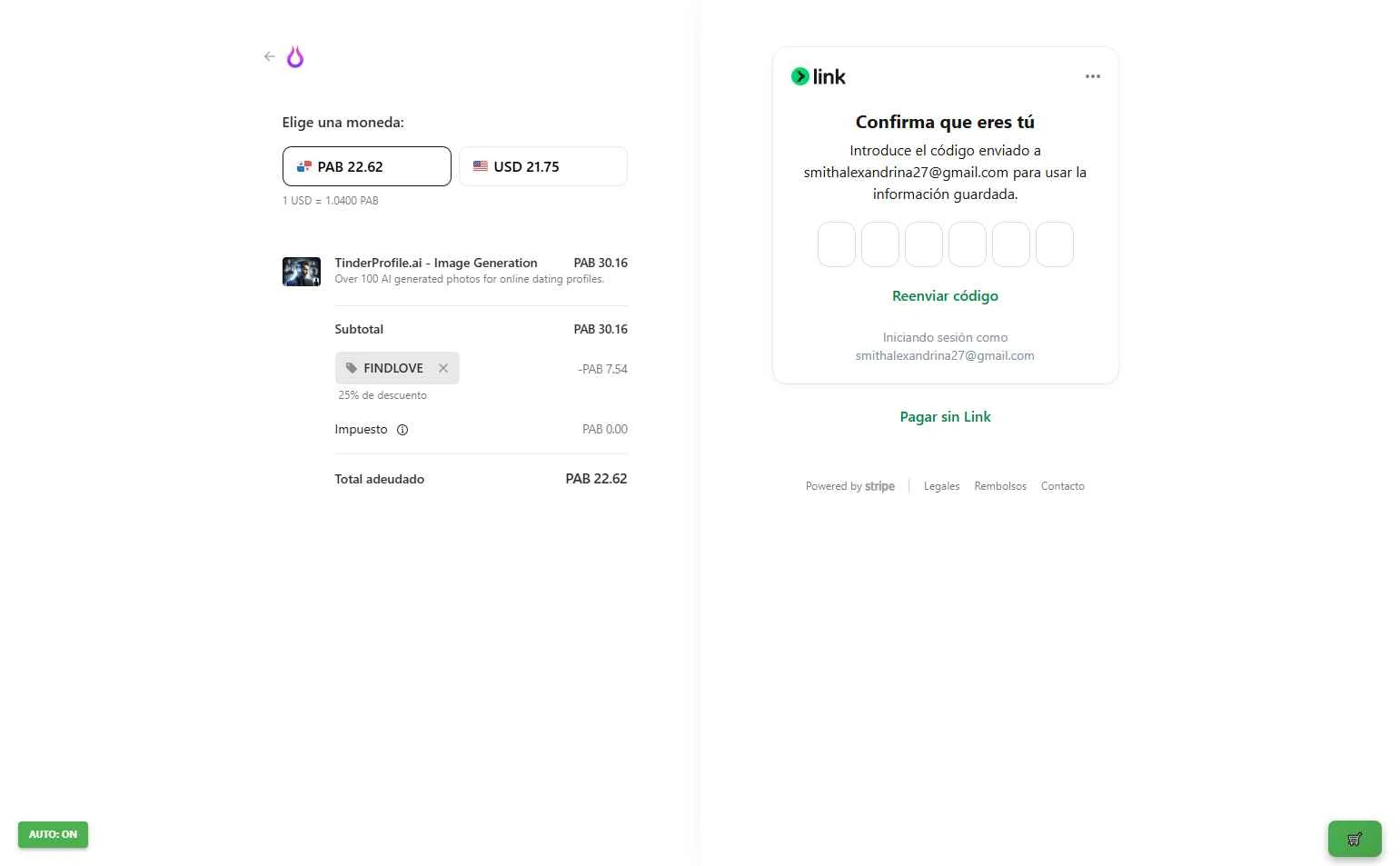 TinderProfile.AI checkout page showing TinderProfile.AI promo code box | Screenshot taken by SimplyCodes community member on Nov 30, 2025