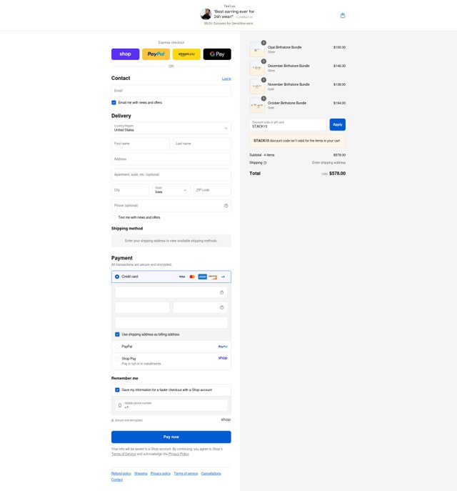 Tini Lux checkout page showing Tini Lux coupon code box | Screenshot taken by SimplyCodes community member on Sep 4, 2025