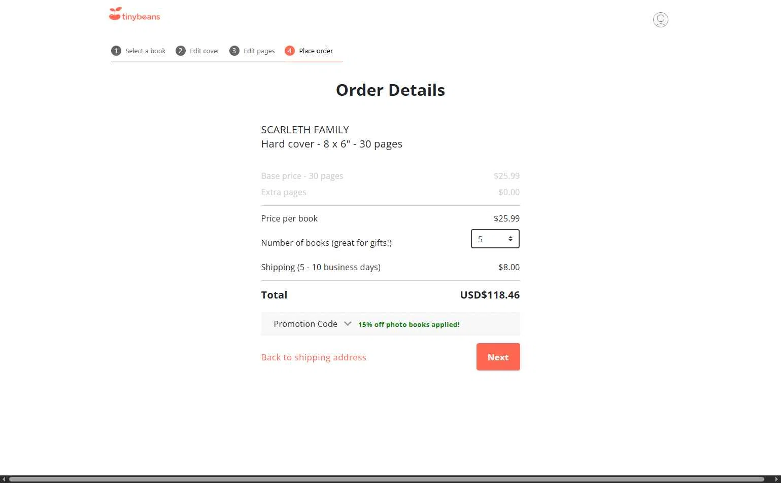 Tinybeans checkout page showing Tinybeans discount code box | Screenshot taken by SimplyCodes community member on Feb 11, 2026