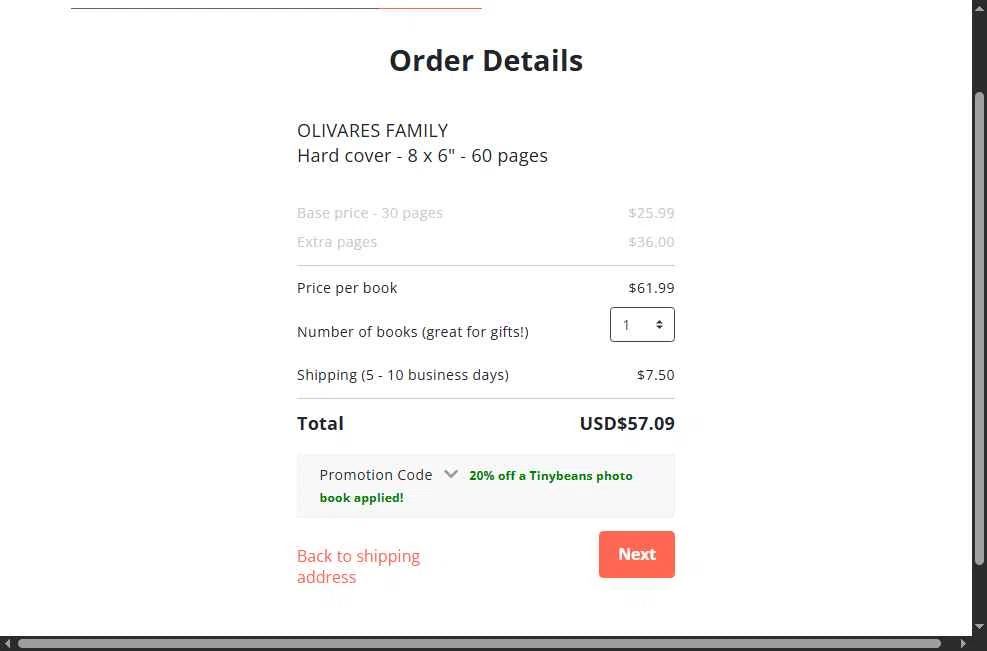 Tinybeans checkout page showing Tinybeans discount code box | Screenshot taken by SimplyCodes community member on Dec 23, 2025